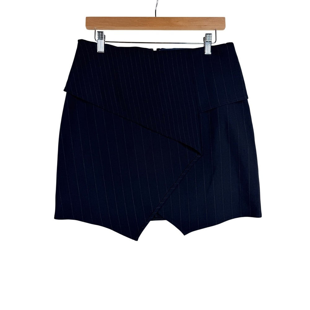 Joie Akirako Pinstripe Mini Asymmetrical Surplice Skirt size 10 Blue